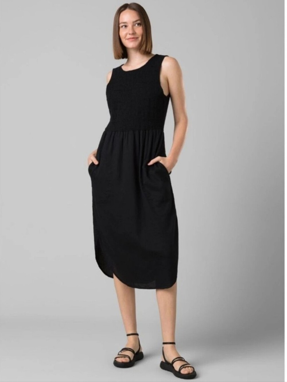 Prana Seakissed Dress 100% organic cotton dobby jersey fabric. Black. Size Large